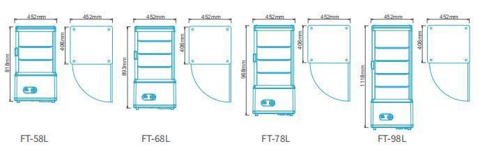 Showcase Commercial Vertical Glass Door Bakery Display Case Equipment Showcase for Pastry Refrigerator FT-98lr
