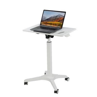 Glass Rolling Tilting Mobile Standing Desk with Side Table
