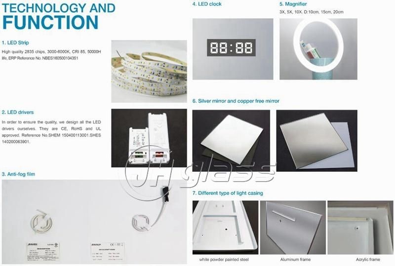 Dubai Style LED Bathroom Light Mirror with Certificate