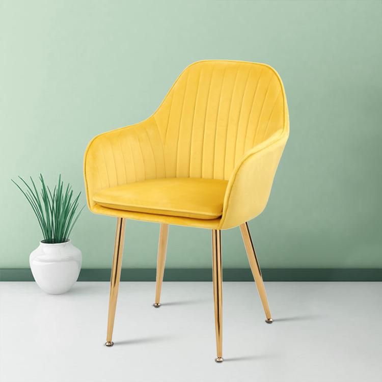 Modern Luxury Home Living Room Furniture Sofa Velvet Fabric Coffee Dining Chair with Gold Plating Legs
