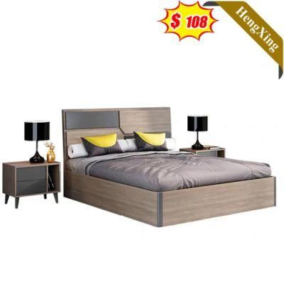 Mixed Color Chinese Factory Customized Home Hotel Furniture Wooden Storage Bed with Night Stand