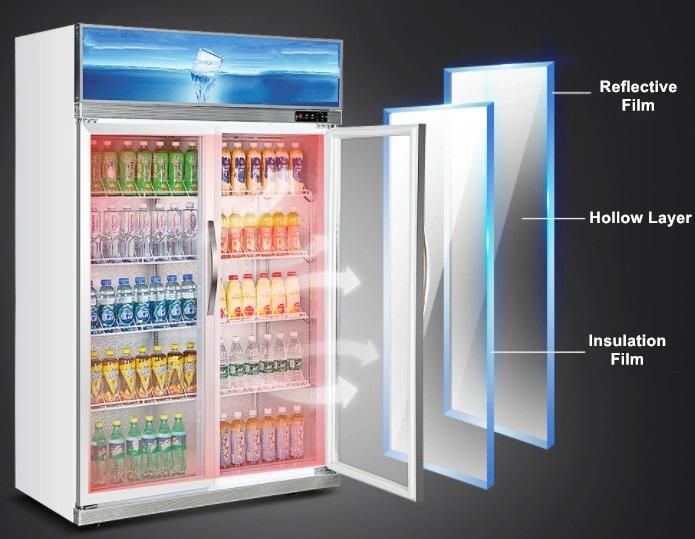 Smeta 510L Double Hinged Glass Door Commercial Upright Showcase Cooler