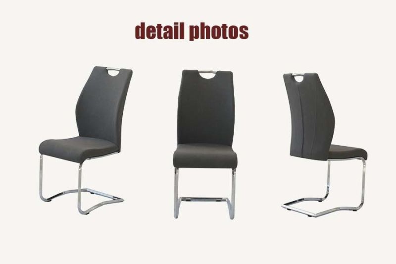 Wholesale Office Indoor Hotel Furniture Electroplating Legs Matte PU Cushion Steel Dining Chair for Home