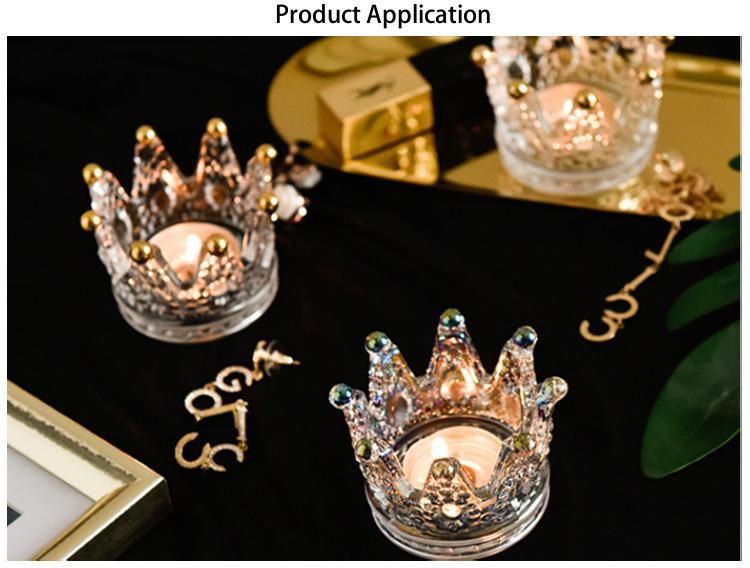 Wholesale Crown Shape Glass Candle Holder for Home Decor