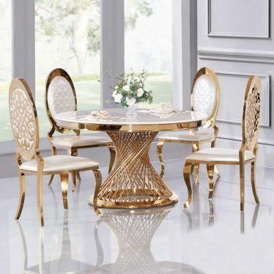 Luxury Stainless Steel Rose Golden Mirror Round Shape Dining Table