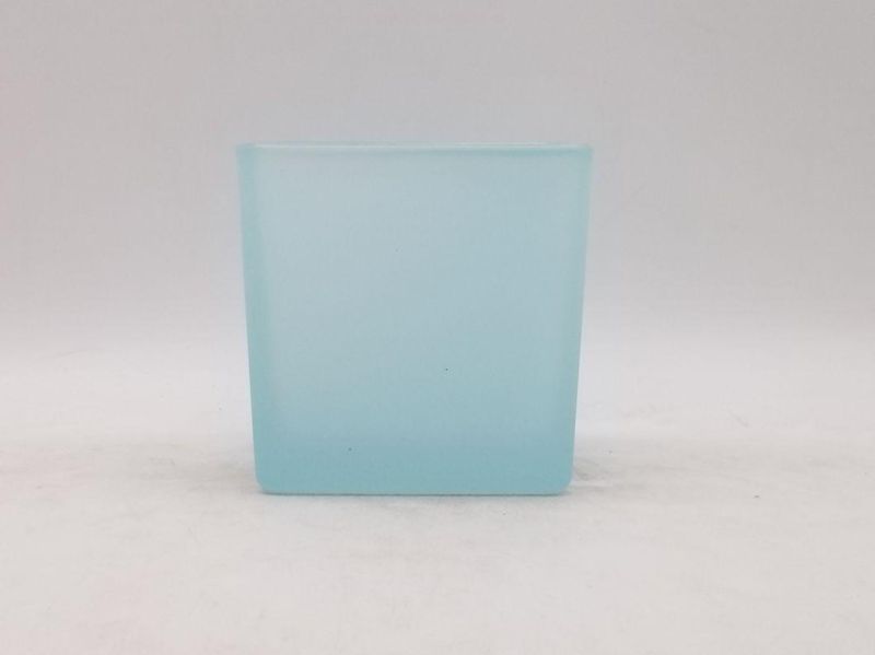 Square Clear Glass Candle Holder for Home and Festival Decoration