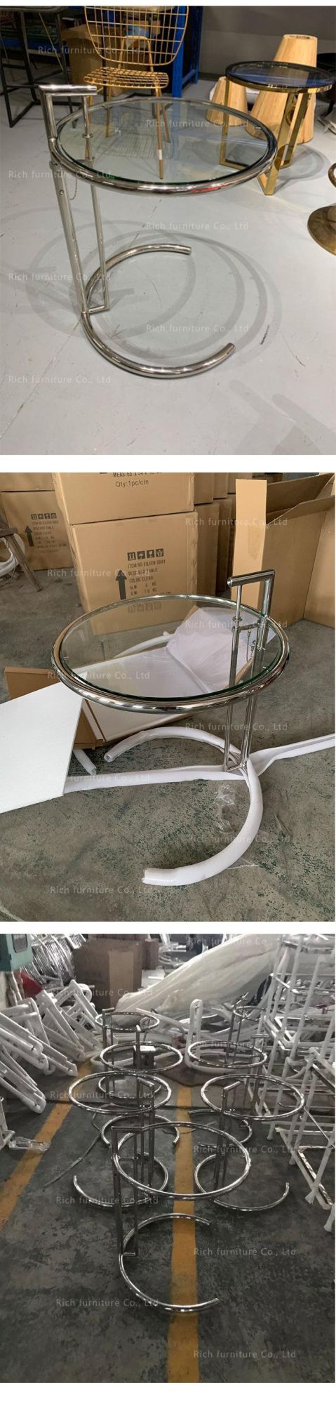 Red Metal Frame Tempered Glass Side Table Coffee Table for Hotel