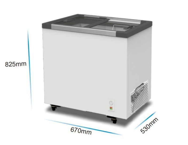 Hot Selling Flat Sliding Glass Door Ice Cream Showcase Display Chest Freezer with Glass Top Sdsc-108