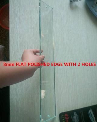 8mm Flast Polished Edge Clear Furniture Glas with 2 Holes