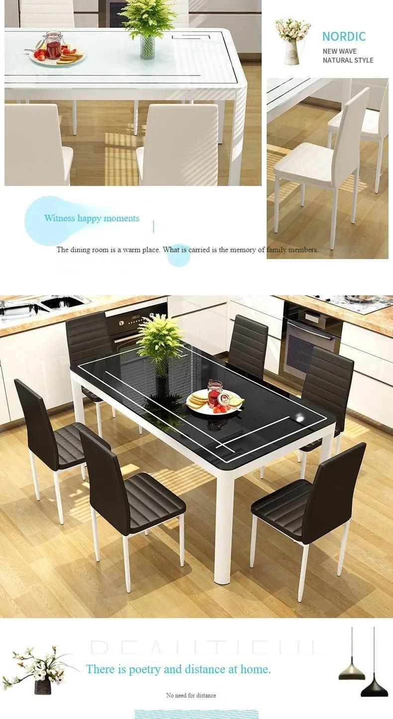 Small Modern Tempered Glass Table with Steel Frame