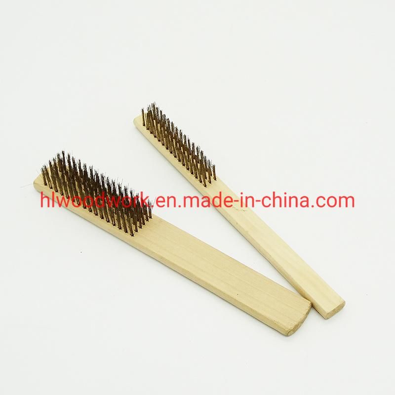 Brass Brush, Soft Brass Bristle Wire Brush, Wire Scratch Brush with Birchwood Handle Natural 17cm