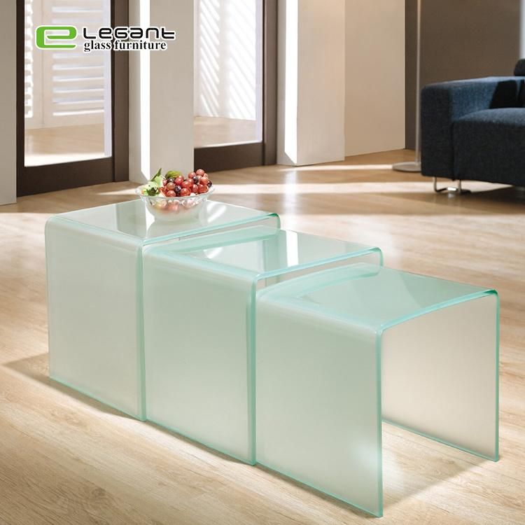 European Style Built-in Cabinet Decorate White Gloss Glass Side Table