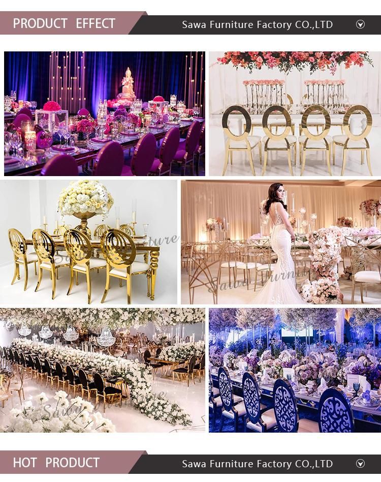 New Model Stainless Steel Hotel Silver Wedding Chair and Table Glass Stainless Steel Chair