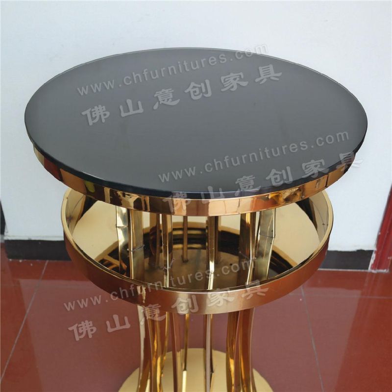 Fashion Light Luxury Bar Cafe Glass Table Stainless Steel High Bar Table