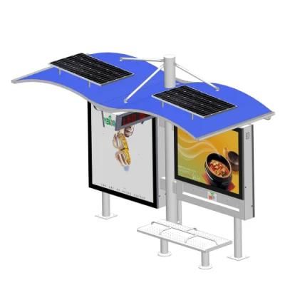 Outdoor Solar Powered Advertising Bus Stop Shelter