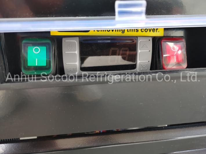 Supermarket Glass Door Display Showcase with Top Canopy with LED Light for Frozen Foods