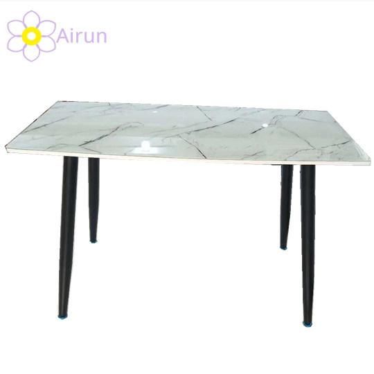 Modern Light Luxury Simple Style White Rectangle Marble Top Dining Table with 4 Seater Chairs Set for Home Dining Room Furniture