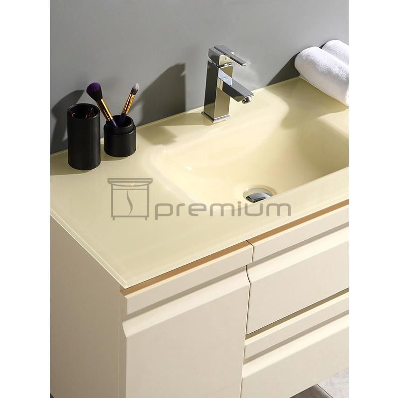 Sp-5329y Lacquer Finish PVC Glass Bathroom Vanity Cabinet on Sale