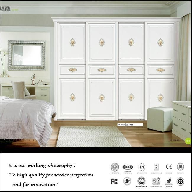 Modern White Leather Sliding Wood Wardrobe