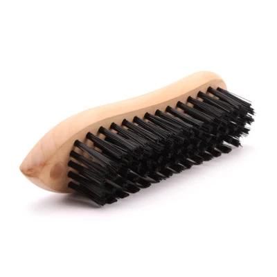 Grass Tree Wood 8 Character Type Nylon Cleaning Brush Wooden Handle Wire Brush