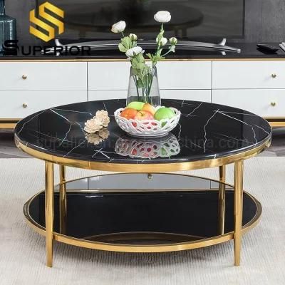 Moroccan Black and Gold Marble Coffee Table Large
