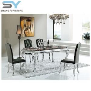 Stainless Steel Furniture Dining Table Set with 6 Chairs
