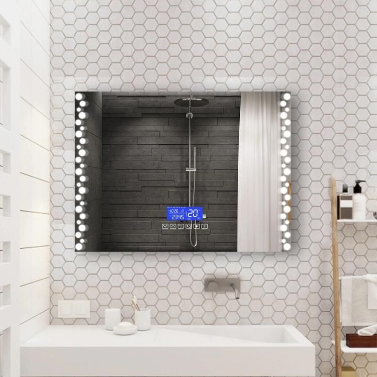 Wall Mounted Bathroom Mirror with Bluetooth Speaker Rectangle Framed Mirror