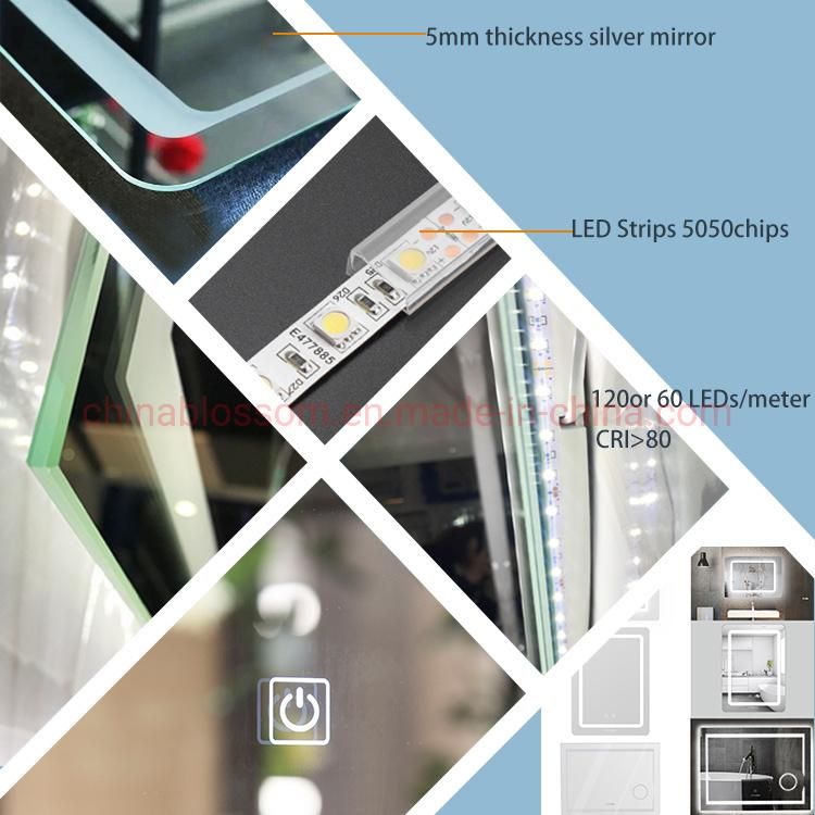 Anti-Fog Touch Sensor Temperature Smart LED Backlit Vanity Bath Mirror
