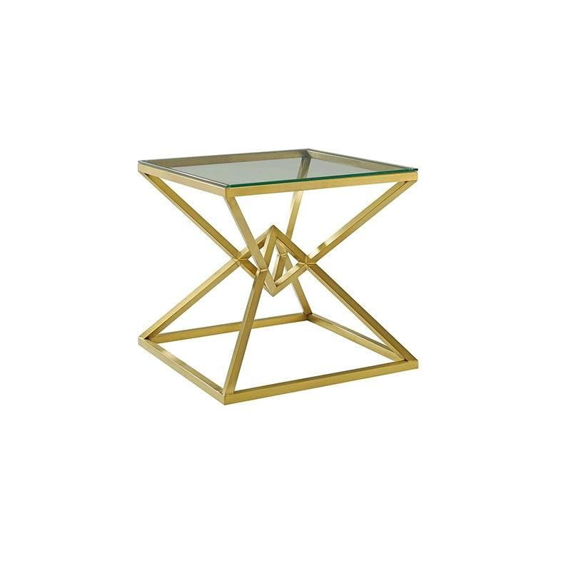 Modern Home Living Room Furniture Set Tempered Glass Stainless Steel Side Table/End Table