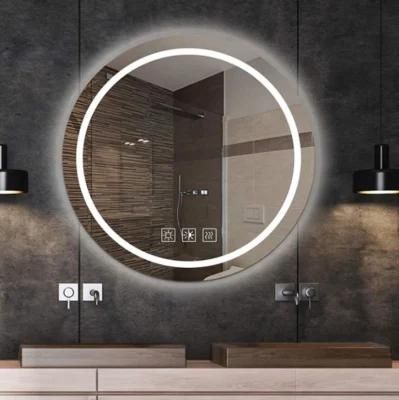 Modern Round Anti-Fog Illuminated LED Bathroom Mirror with Touch Switch