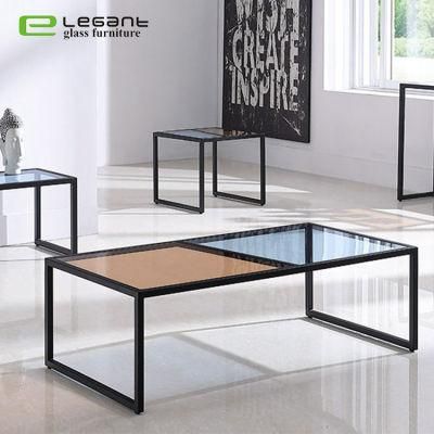 Modern Iron Frame Tempered Glass Tea Coffee Table for Coffee Shop