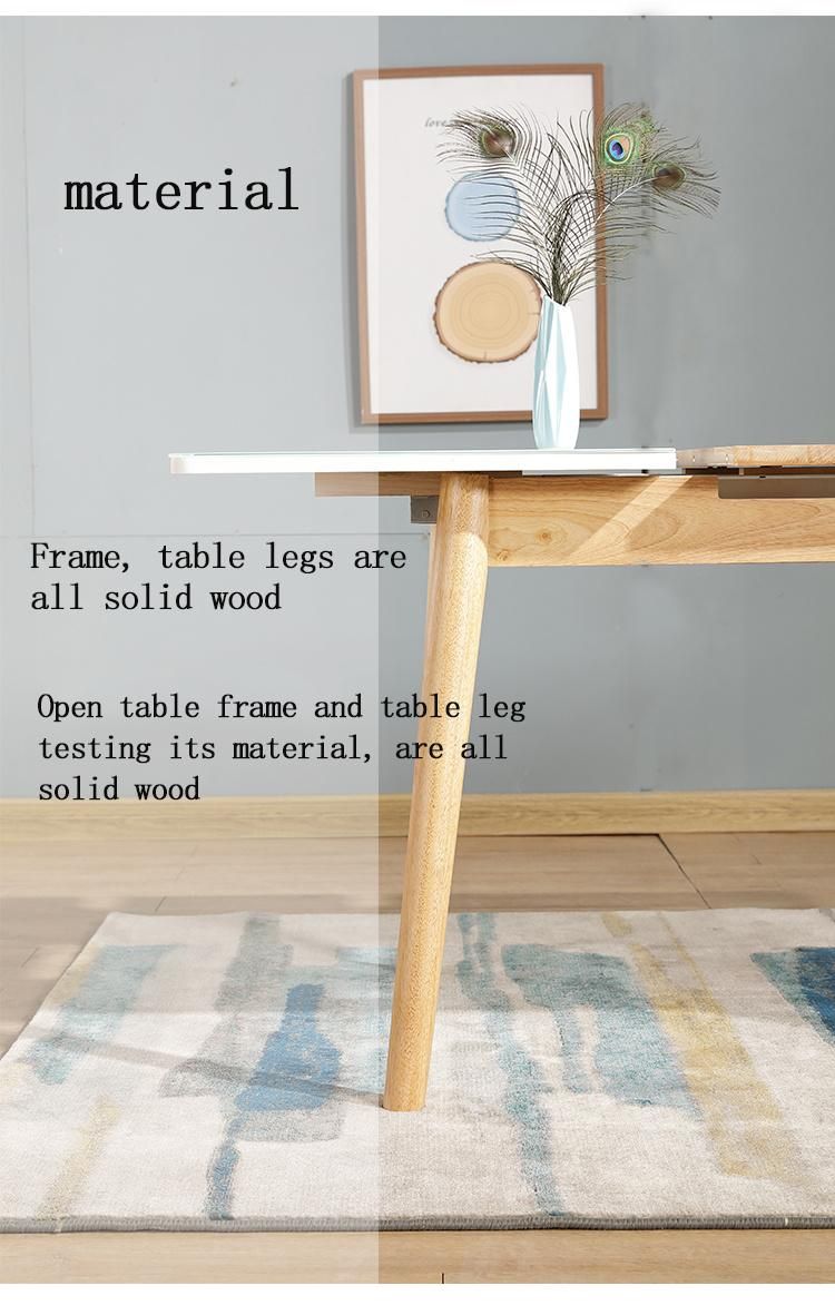 Space-Saving Nordic Design Adjustable Table Dining Table Set 6 Seater Modern Luxury White Top Extendable Dining Table