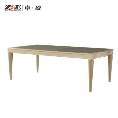 Wooden Champagne Gold Dining Table with Mirror Decoration