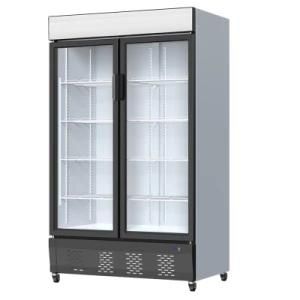 742L Double Door Fridge Commercial Big Capacity Vertical Display Beverage Refrigerator Upright Showcase