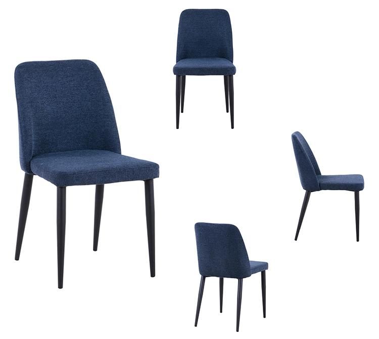 Wholesale Home restaurant Kitchen Furniture Fabric High Density Sponge Upholstered Dining Chair with Metal Legs