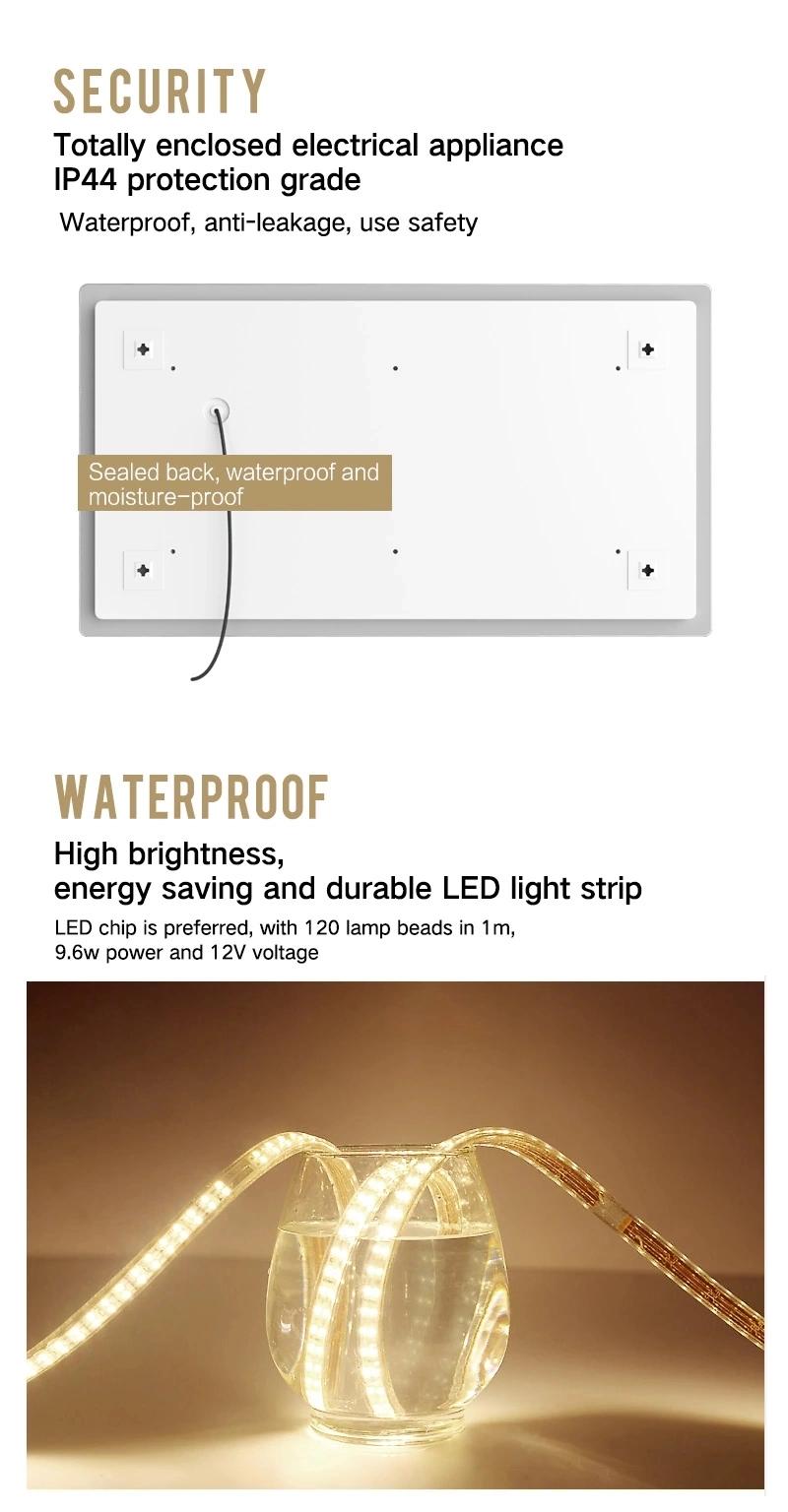Best Quality Anti-Fog Modern LED Light Cosmetic Makeup Silver Glass Furniture Bathroom Mirror