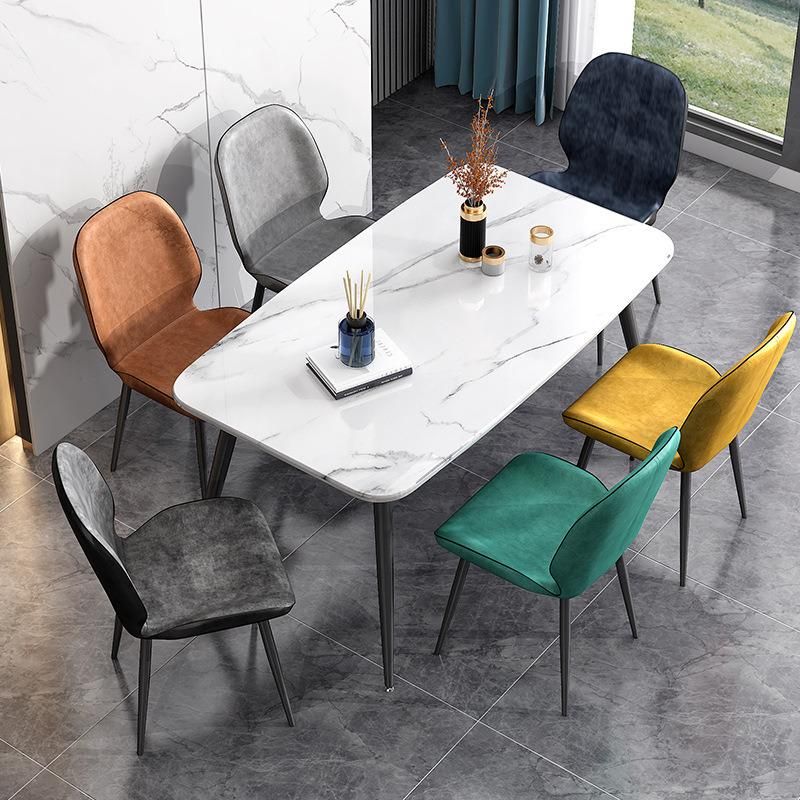 Modern Home Restaurant Banquet Party Living Room Dining Room Furniture PU Leather Black Metal Powder Coating Dining Chair