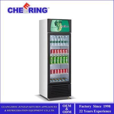 Commercial Vertical Single Glass Door Refrigerator Display Showcase Chiller in Static or Fan Cooling