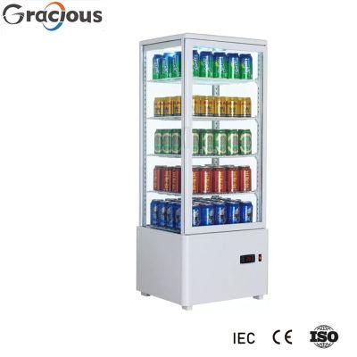 Four Sides Glass Vertical Cake Display Cooler or Beverage Showcase for Convenient or Bakery Shop