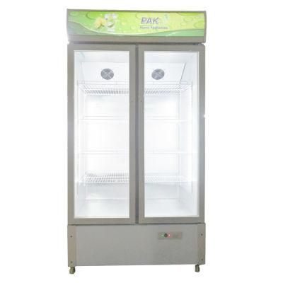 Double Glass Door Display Freezer Commercial Vertical Showcase Refrigeration