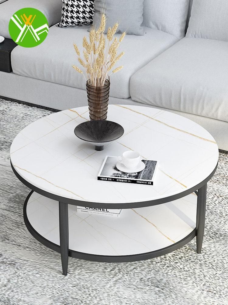 Yuhai Hot Sale Design Modern Furniture Living Room Table Basse Tempered Round Plate Rockgold Coffee Tables