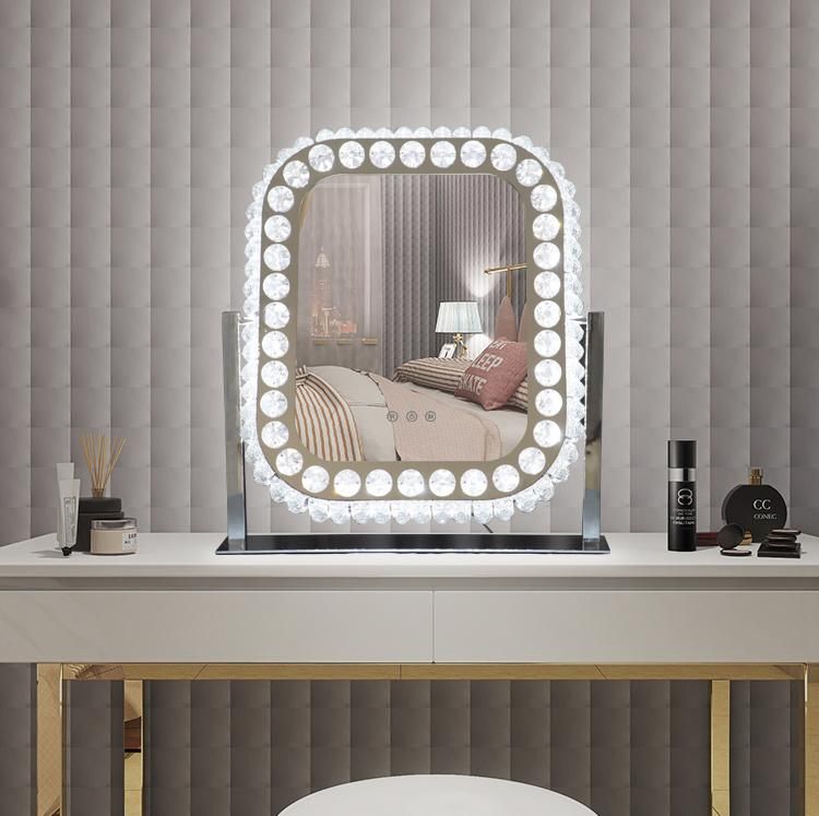 Home Decor LED Makeup Mirror Crystal Hollywood Vanity Mirror for Daily Use