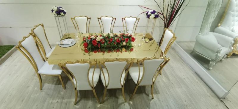 Wedding Furniture Gold Stainless Steel Mirror Glass Cake Table