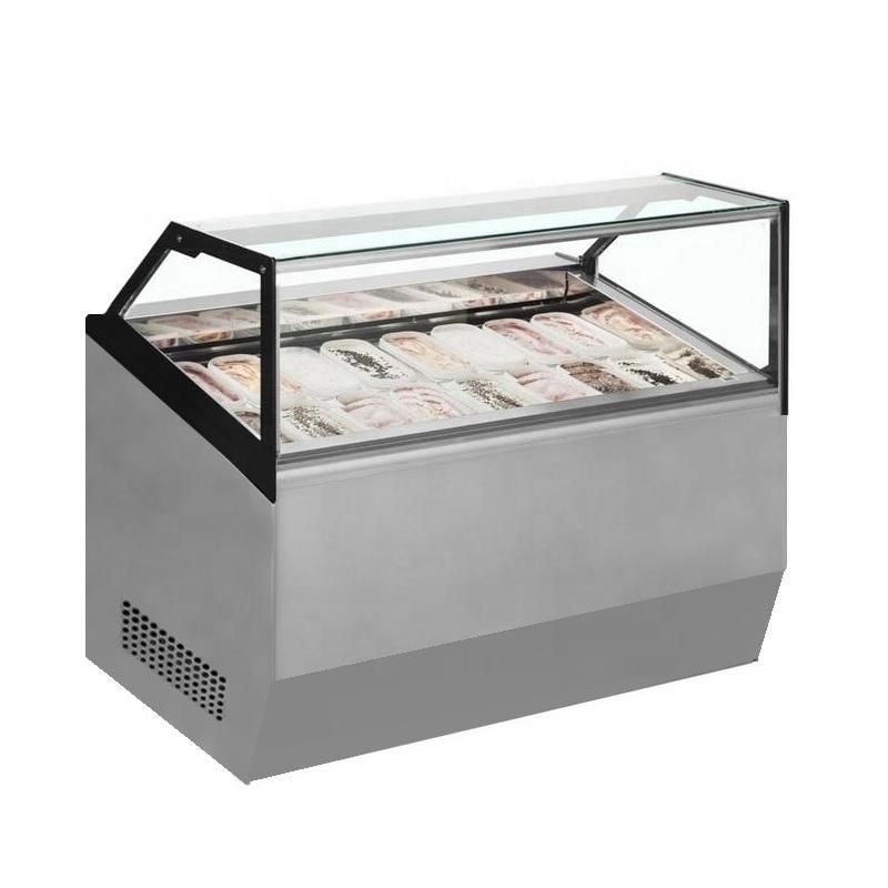 Commercial Glass Door High Quality Compressor Display Chest Freezer Ice Cream Showcase