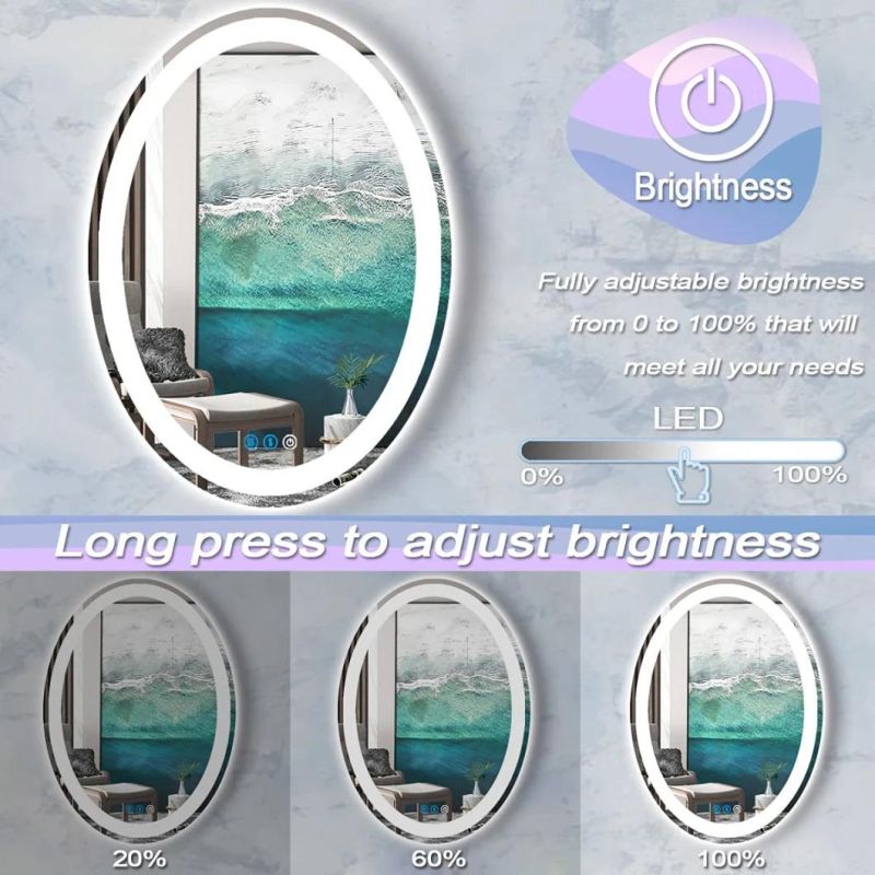 Modern Frameless Lighted Light Furniture Home Decor Wall LED Bathroom Mirror with Cheap Price