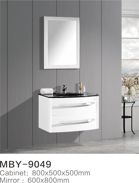 PVC Paint Free Wall Mounted Type Bath Bathroom Cabinet Vanity with Ceramic Basin and Mirror Cabinet