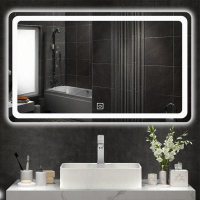 Wall Mounted Defogging 3000K- 6500K Hotel Bathroom LED Lighting Mirror with Touch Sensor