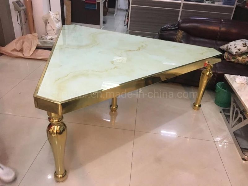 Hotel New Design Double Triangle Black Tempered Glass Banquet Table