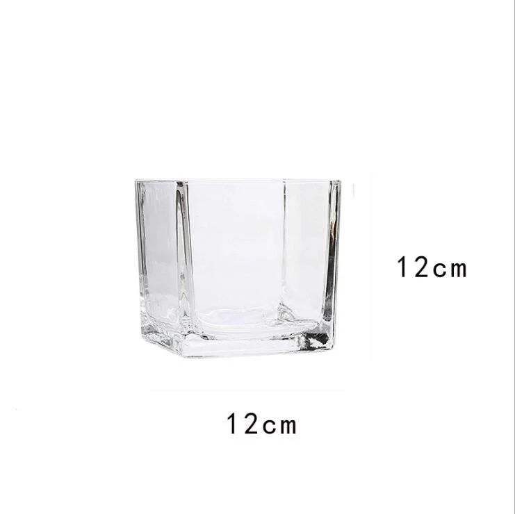 Empty Candle Glass Jar Square Shape Candle Holder for Home Decor