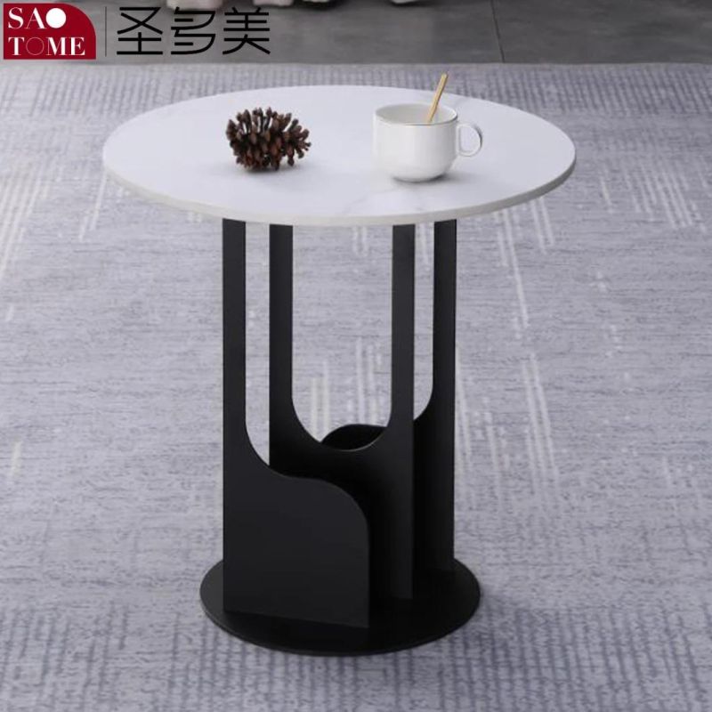 Modern Leisure Living Room Furniture L-Shaped Base Slate/Marble Small Coffee Table